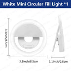 LED Light Ring with USBcharging Phone Lens Selfie Light Mini Circular Fill Light Clip Compatible with iPhone Samsung Xiaomi Poco