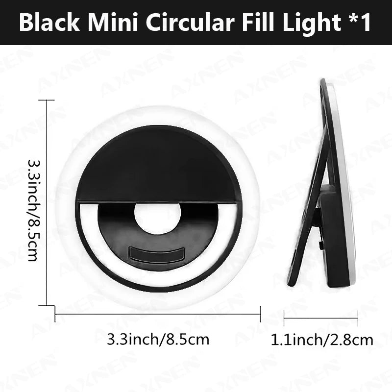 LED Light Ring with USBcharging Phone Lens Selfie Light Mini Circular Fill Light Clip Compatible with iPhone Samsung Xiaomi Poco
