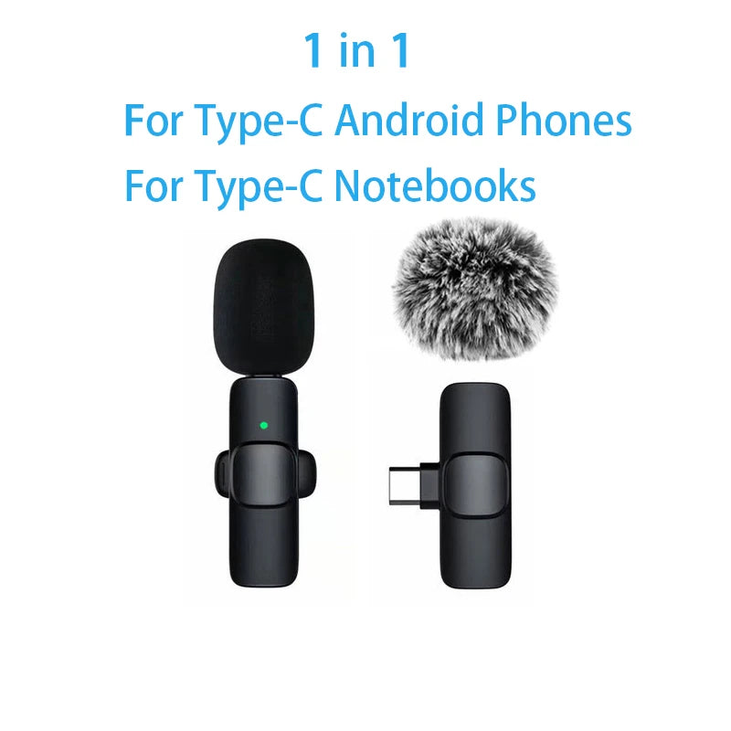 New Wireless Lavalier Microphone Portable Audio Video Recording Mini Microphone for iPhone Android PC Camera Live Gaming Phone