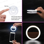 LED Light Ring with USBcharging Phone Lens Selfie Light Mini Circular Fill Light Clip Compatible with iPhone Samsung Xiaomi Poco