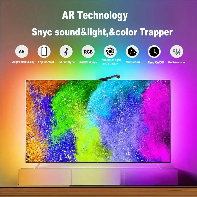 EISSLOLY Smart AR Color Gamut Sensor APP Control RGBIC LED Light Strip for TV Backlight  Gaming livingroom atmosphere Decoration