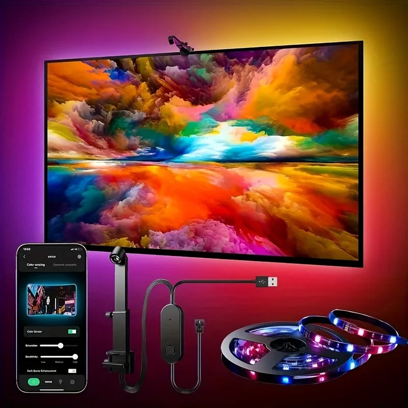 EISSLOLY Smart AR Color Gamut Sensor APP Control RGBIC LED Light Strip for TV Backlight  Gaming livingroom atmosphere Decoration